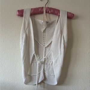 Vintage Bebe tie up off white cream vest